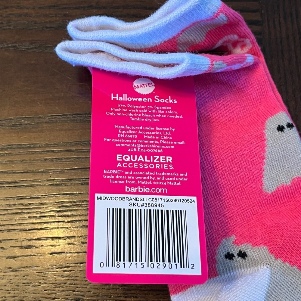 Barbie Halloween Socks Set of 3 Ghost Pumpkin Pink Purple Girls Size 9-2.5 NEW - Picture 5 of 15